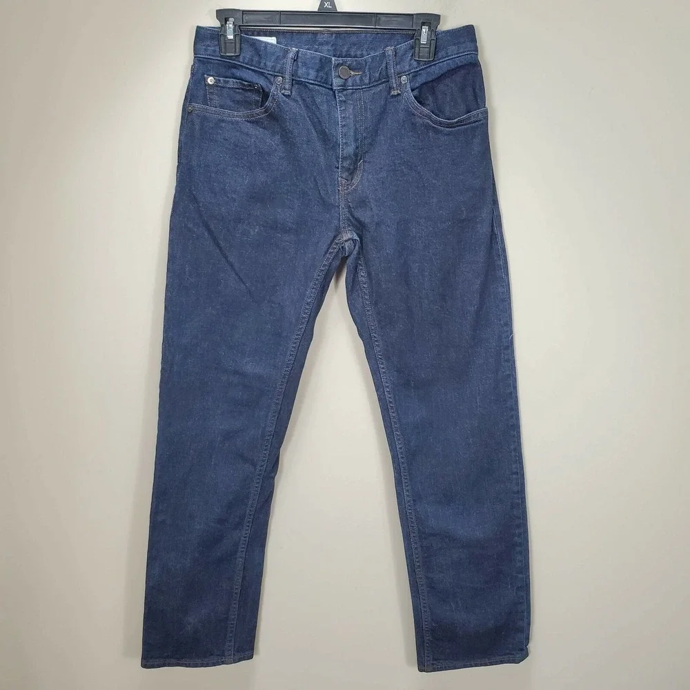 Banana Republic Straight leg blue jeans 30x30 zip fly pockets denim dark wash‎